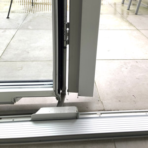 2-leaf sliding casement door, open with rotated mullion